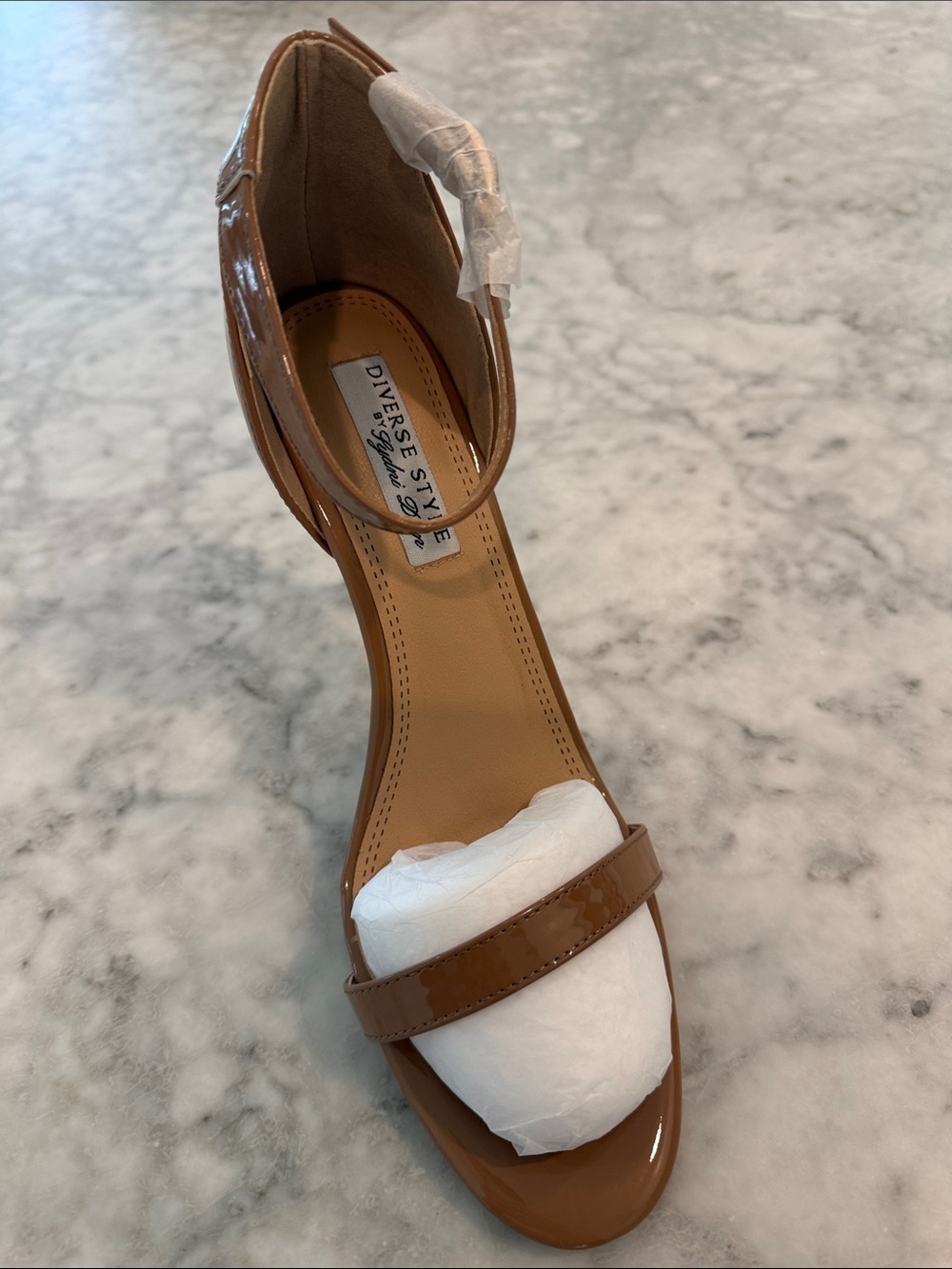 Diverse Style Tan Patent Ankle-Strap Sandal